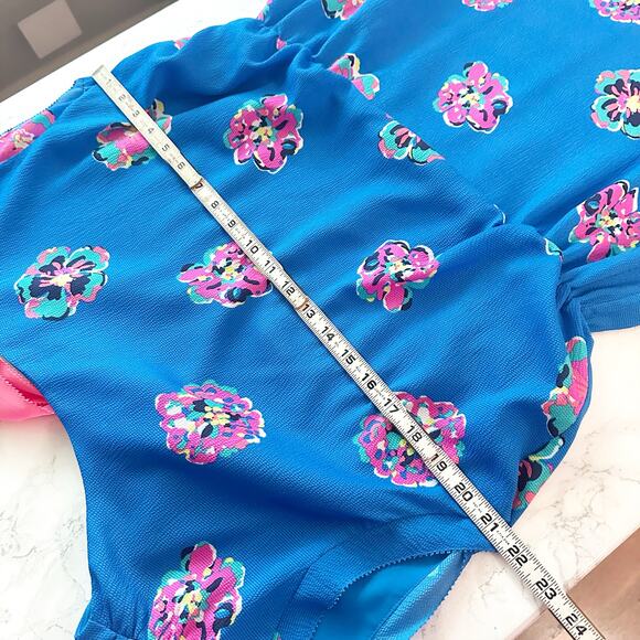 Lilly Pulitzer Sleeveless Blue Pink Floral Blouson Dress Women’s Size Large‎ - Picture 9 of 11